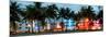 Buildings Lit Up at Dusk - Ocean Drive - Miami Beach-Philippe Hugonnard-Mounted Photographic Print