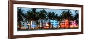 Buildings Lit Up at Dusk - Ocean Drive - Miami Beach-Philippe Hugonnard-Framed Photographic Print