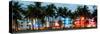 Buildings Lit Up at Dusk - Ocean Drive - Miami Beach-Philippe Hugonnard-Stretched Canvas