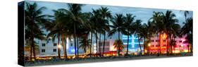 Buildings Lit Up at Dusk - Ocean Drive - Miami Beach-Philippe Hugonnard-Stretched Canvas