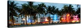 Buildings Lit Up at Dusk - Ocean Drive - Miami Beach-Philippe Hugonnard-Stretched Canvas