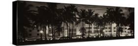 Buildings Lit Up at Dusk - Ocean Drive - Miami Beach-Philippe Hugonnard-Stretched Canvas