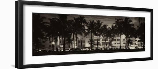 Buildings Lit Up at Dusk - Ocean Drive - Miami Beach-Philippe Hugonnard-Framed Photographic Print