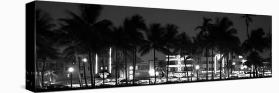 Buildings Lit Up at Dusk of Ocean Drive - Miami Beach - Florida-Philippe Hugonnard-Stretched Canvas