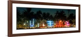 Buildings Lit Up at Dusk of Ocean Drive - Miami Beach - Florida-Philippe Hugonnard-Framed Photographic Print