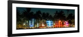 Buildings Lit Up at Dusk of Ocean Drive - Miami Beach - Florida-Philippe Hugonnard-Framed Photographic Print