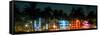 Buildings Lit Up at Dusk of Ocean Drive - Miami Beach - Florida-Philippe Hugonnard-Framed Stretched Canvas