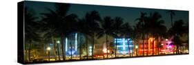 Buildings Lit Up at Dusk of Ocean Drive - Miami Beach - Florida-Philippe Hugonnard-Stretched Canvas