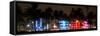 Buildings Lit Up at Dusk of Ocean Drive - Miami Beach - Florida-Philippe Hugonnard-Framed Stretched Canvas