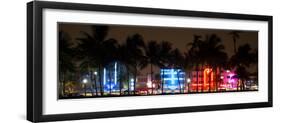 Buildings Lit Up at Dusk of Ocean Drive - Miami Beach - Florida-Philippe Hugonnard-Framed Photographic Print