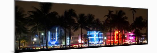 Buildings Lit Up at Dusk of Ocean Drive - Miami Beach - Florida-Philippe Hugonnard-Mounted Photographic Print