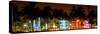 Buildings Lit Up at Dusk of Ocean Drive - Miami Beach - Florida-Philippe Hugonnard-Stretched Canvas