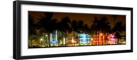 Buildings Lit Up at Dusk of Ocean Drive - Miami Beach - Florida-Philippe Hugonnard-Framed Photographic Print
