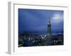 Buildings Lit Up at Dusk, Transamerica Pyramid, Coit Tower, San Francisco, California, USA-null-Framed Photographic Print