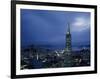 Buildings Lit Up at Dusk, Transamerica Pyramid, Coit Tower, San Francisco, California, USA-null-Framed Photographic Print