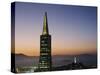 Buildings Lit Up at Dusk, Transamerica Pyramid, Coit Tower, San Francisco, California, USA-null-Stretched Canvas