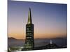 Buildings Lit Up at Dusk, Transamerica Pyramid, Coit Tower, San Francisco, California, USA-null-Mounted Photographic Print