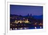 Buildings lit up at Miramar Park at dusk, San Sebastian, Guipuzcoa Province, Basque Country Regi...-null-Framed Photographic Print