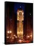 Buildings Lit Up at Night, Chicago Board of Trade Building, Lasalle Street, Chicago, Cook County-null-Framed Stretched Canvas