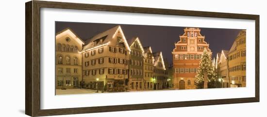 Buildings Lit Up at Night During Christmas, Esslingen Am Neckar, Stuttgart, Baden-Wurttemberg-null-Framed Photographic Print