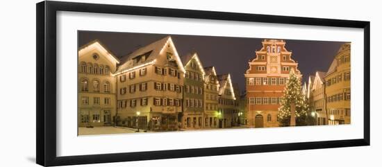 Buildings Lit Up at Night During Christmas, Esslingen Am Neckar, Stuttgart, Baden-Wurttemberg-null-Framed Photographic Print