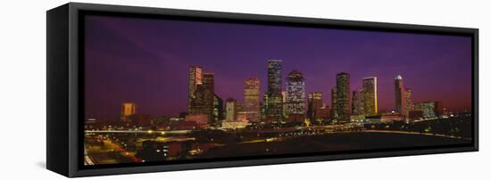 Buildings Lit Up at Night, Houston, Texas, USA-null-Framed Stretched Canvas