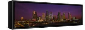 Buildings Lit Up at Night, Houston, Texas, USA-null-Framed Stretched Canvas