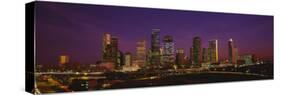 Buildings Lit Up at Night, Houston, Texas, USA-null-Stretched Canvas