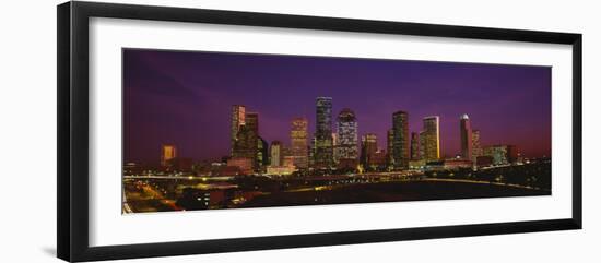 Buildings Lit Up at Night, Houston, Texas, USA-null-Framed Photographic Print