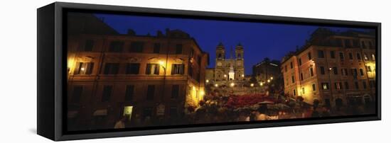 Buildings Lit Up at Night in a City, Spanish Steps, Trinita Dei Monti, Rome, Italy-null-Framed Stretched Canvas