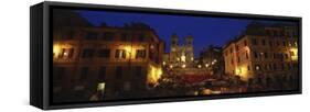 Buildings Lit Up at Night in a City, Spanish Steps, Trinita Dei Monti, Rome, Italy-null-Framed Stretched Canvas