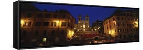 Buildings Lit Up at Night in a City, Spanish Steps, Trinita Dei Monti, Rome, Italy-null-Framed Stretched Canvas