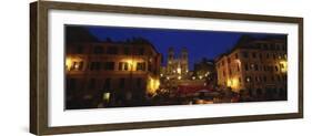 Buildings Lit Up at Night in a City, Spanish Steps, Trinita Dei Monti, Rome, Italy-null-Framed Photographic Print