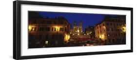 Buildings Lit Up at Night in a City, Spanish Steps, Trinita Dei Monti, Rome, Italy-null-Framed Photographic Print