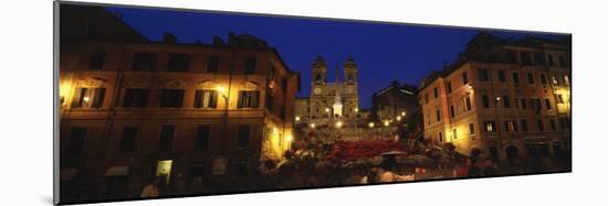 Buildings Lit Up at Night in a City, Spanish Steps, Trinita Dei Monti, Rome, Italy-null-Mounted Photographic Print