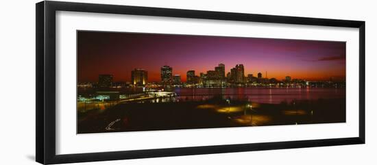 Buildings Lit Up at Night, New Orleans, Louisiana, USA-null-Framed Photographic Print