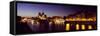 Buildings Lit Up at Night, Notre Dame, Seine River, Paris, Ile-De-France, France-null-Framed Stretched Canvas