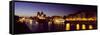 Buildings Lit Up at Night, Notre Dame, Seine River, Paris, Ile-De-France, France-null-Framed Stretched Canvas