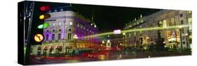 Buildings Lit Up at Night, Piccadilly Circus, London, England-null-Stretched Canvas