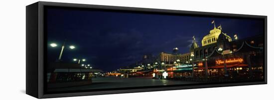 Buildings Lit Up at Night, Scheveningen, the Hague, South Holland, Netherlands-null-Framed Stretched Canvas