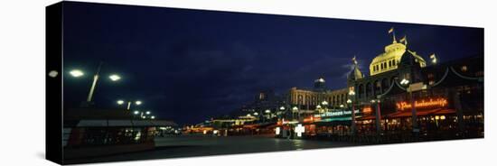 Buildings Lit Up at Night, Scheveningen, the Hague, South Holland, Netherlands-null-Stretched Canvas