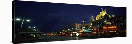 Buildings Lit Up at Night, Scheveningen, the Hague, South Holland, Netherlands-null-Stretched Canvas