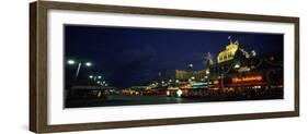 Buildings Lit Up at Night, Scheveningen, the Hague, South Holland, Netherlands-null-Framed Photographic Print