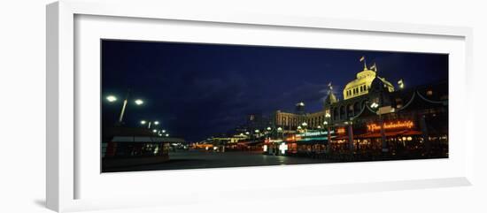 Buildings Lit Up at Night, Scheveningen, the Hague, South Holland, Netherlands-null-Framed Photographic Print