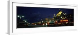 Buildings Lit Up at Night, Scheveningen, the Hague, South Holland, Netherlands-null-Framed Photographic Print