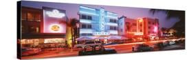Buildings Lit Up at Night, South Beach, Miami Beach, Florida, USA-null-Stretched Canvas
