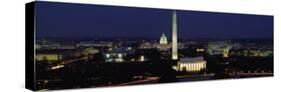 Buildings Lit Up at Night, Washington Monument, Washington DC, District of Columbia, USA-null-Stretched Canvas