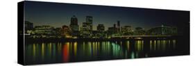 Buildings Lit Up at Night, Willamette River, Portland, Oregon, USA-null-Stretched Canvas