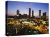 Buildings Lit Up at Sunset, Centennial Olympic Park, Atlanta, Georgia, USA-null-Stretched Canvas