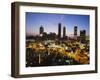 Buildings Lit Up at Sunset, Centennial Olympic Park, Atlanta, Georgia, USA-null-Framed Photographic Print